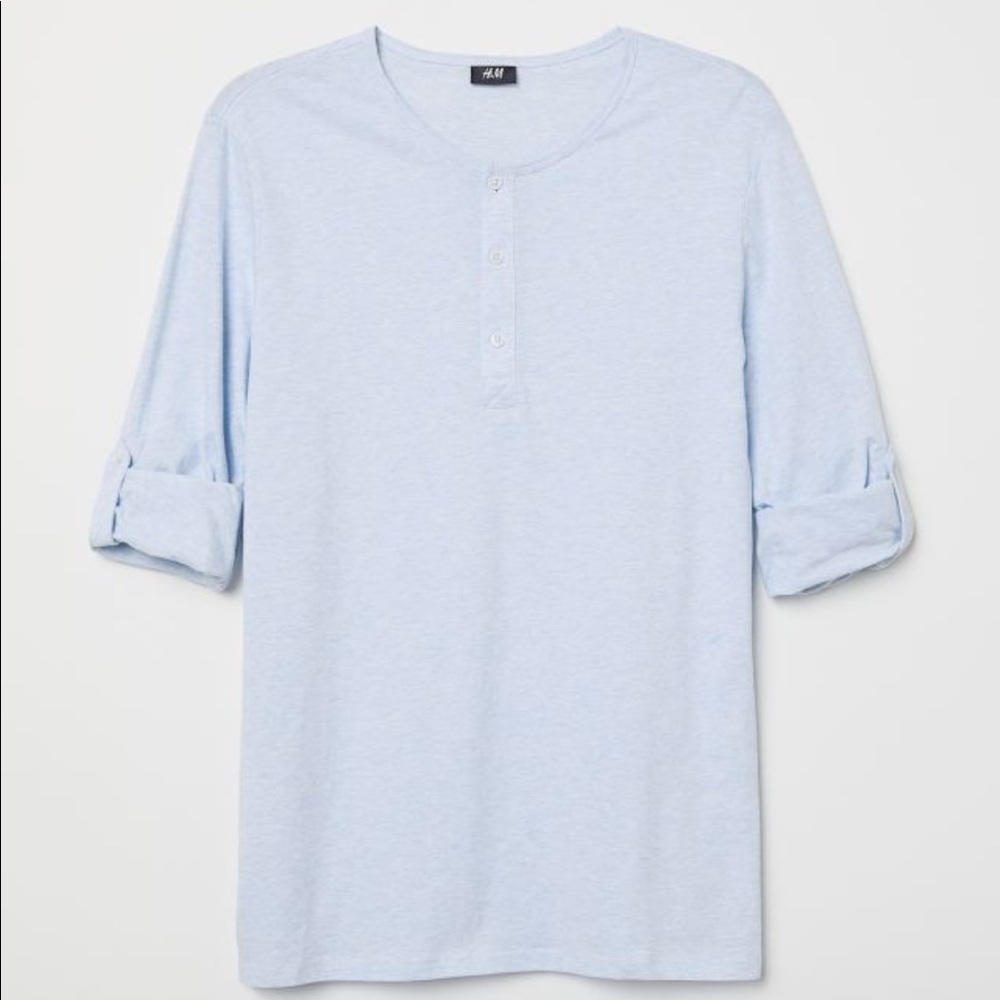 Light blue 3/4 length sleeve t shirt